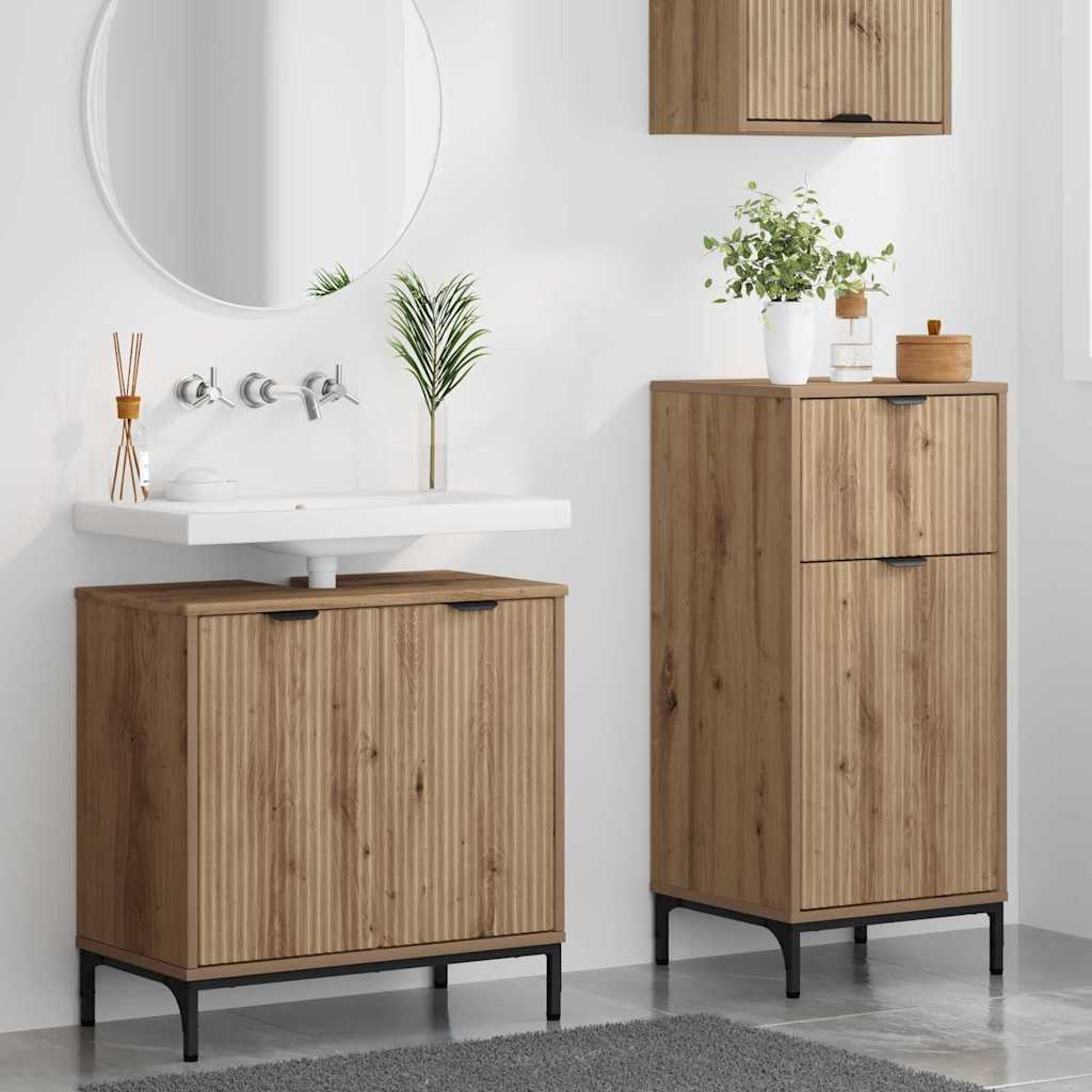 Set de mobilier pentru baie cu sertar 2 pcs stejar artizanal GartenMobel Dekor