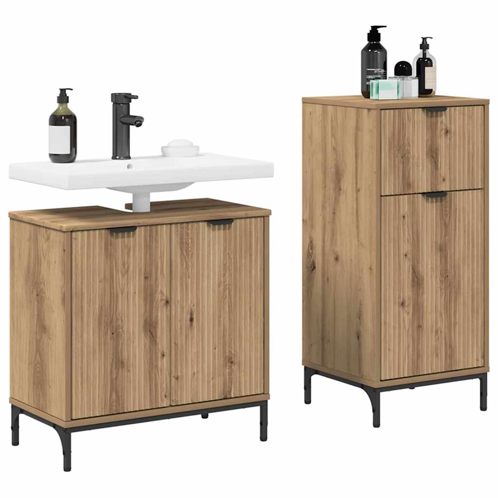 Set de mobilier pentru baie cu sertar 2 pcs stejar artizanal GartenMobel Dekor