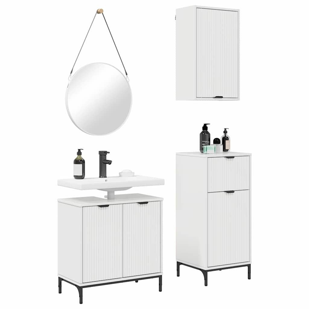 Set de mobilier pentru baie cu sertar 3 pcs Alb foarte lucios GartenMobel Dekor