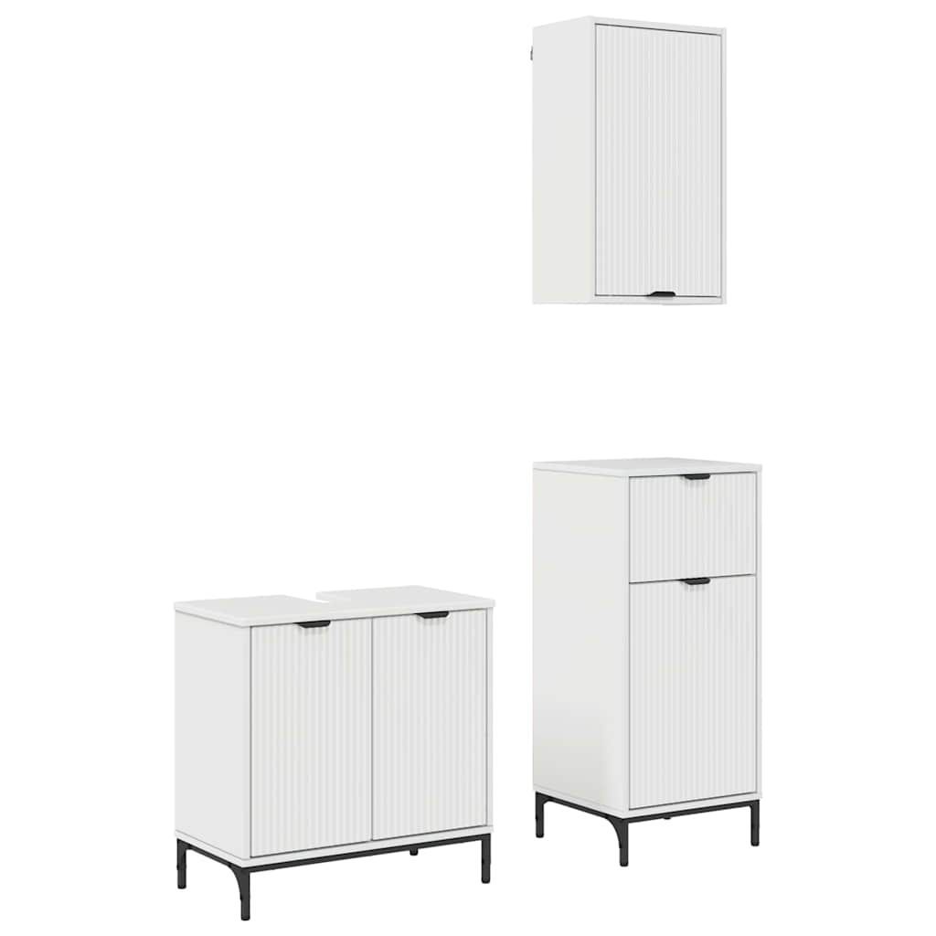 Set de mobilier pentru baie cu sertar 3 pcs Alb foarte lucios GartenMobel Dekor