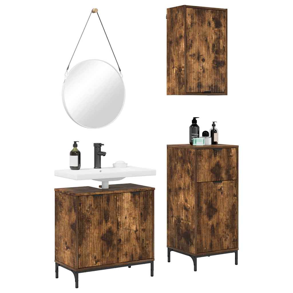 Set de mobilier pentru baie cu sertar 3 pcs Stejar afumat GartenMobel Dekor