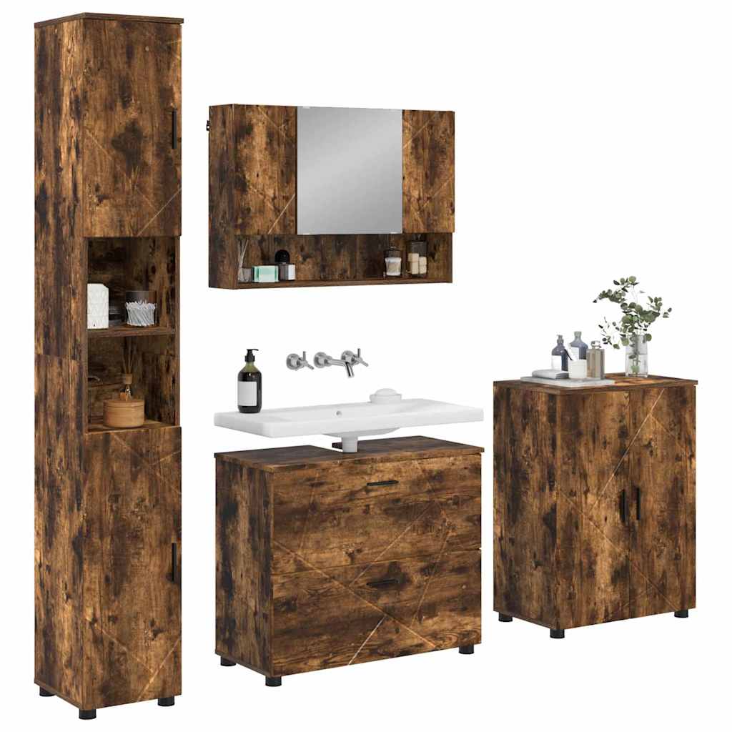 Set de mobilier pentru baie cu sertar 4 pcs Stejar afumat GartenMobel Dekor