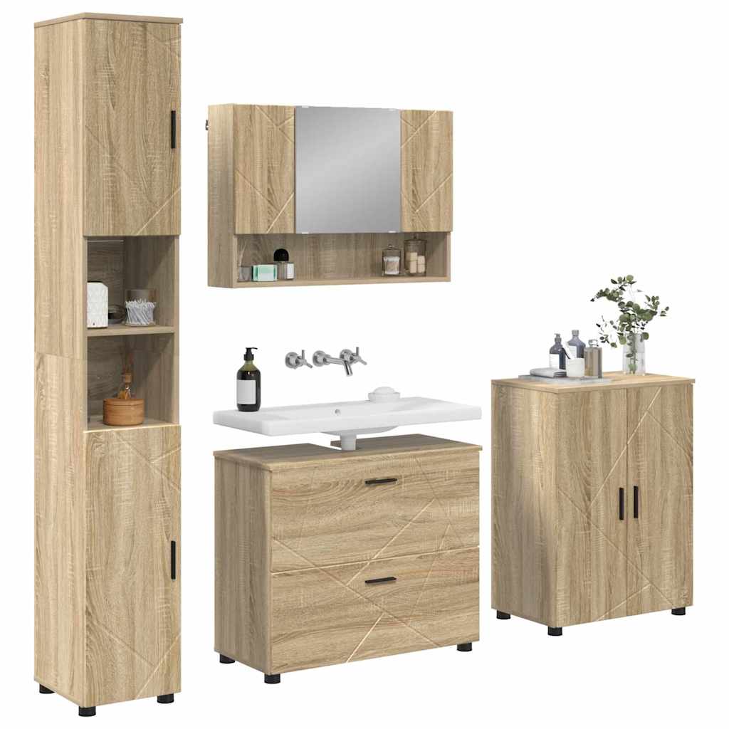 Set de mobilier pentru baie cu sertar 4 pcs Stejar sonoma GartenMobel Dekor