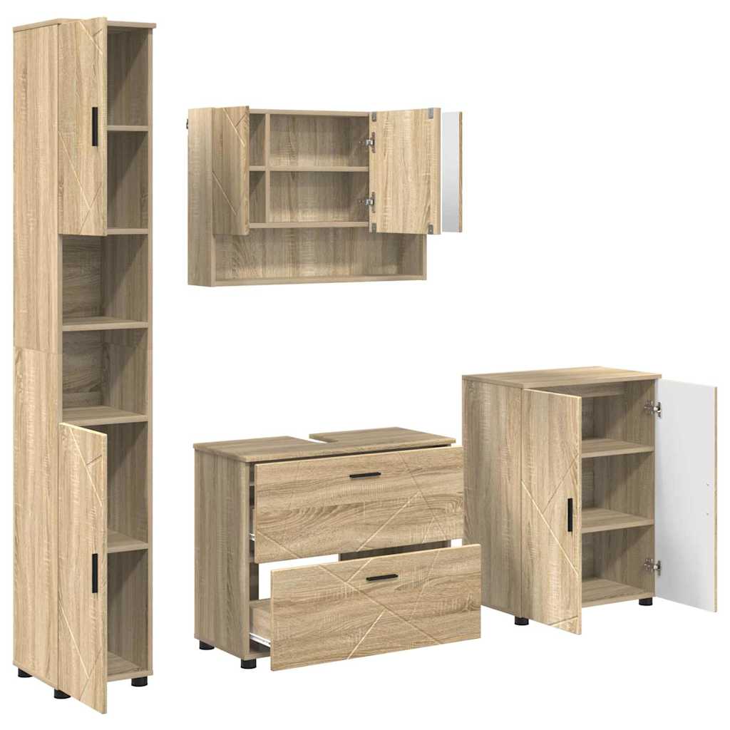 Set de mobilier pentru baie cu sertar 4 pcs Stejar sonoma GartenMobel Dekor