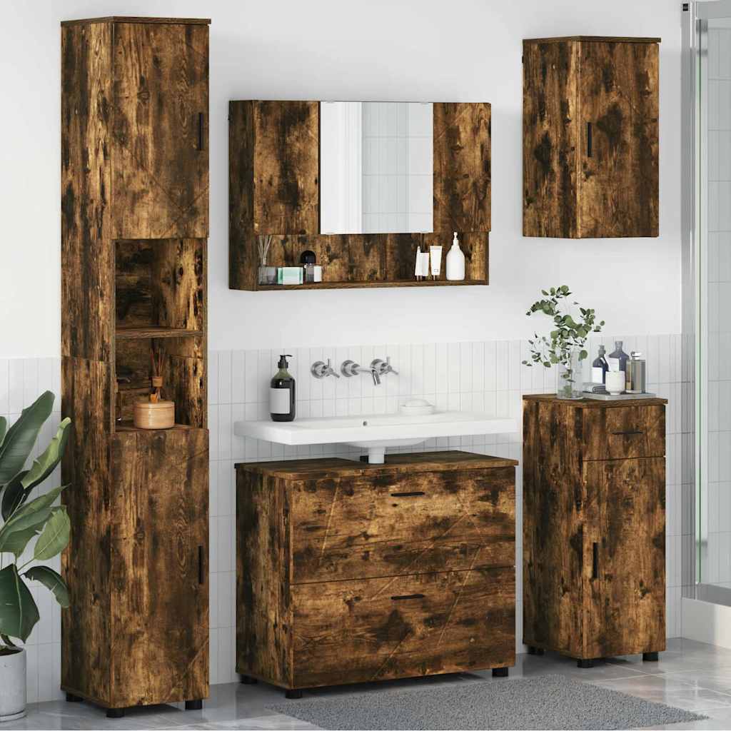 Set de mobilier pentru baie cu sertar 5 pcs Stejar afumat GartenMobel Dekor