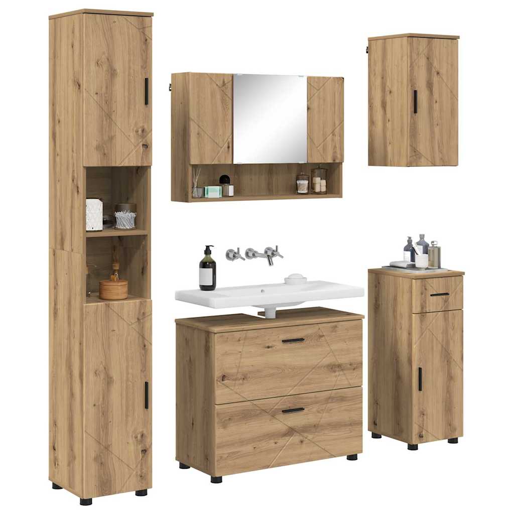 Set de mobilier pentru baie cu sertar 5 pcs stejar artizanal GartenMobel Dekor