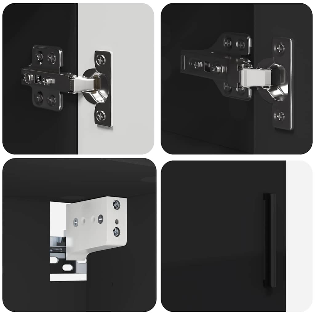 Set de mobilier pentru baie cu ușă 4 pcs Negru 30 x 35 x 192 cm GartenMobel Dekor