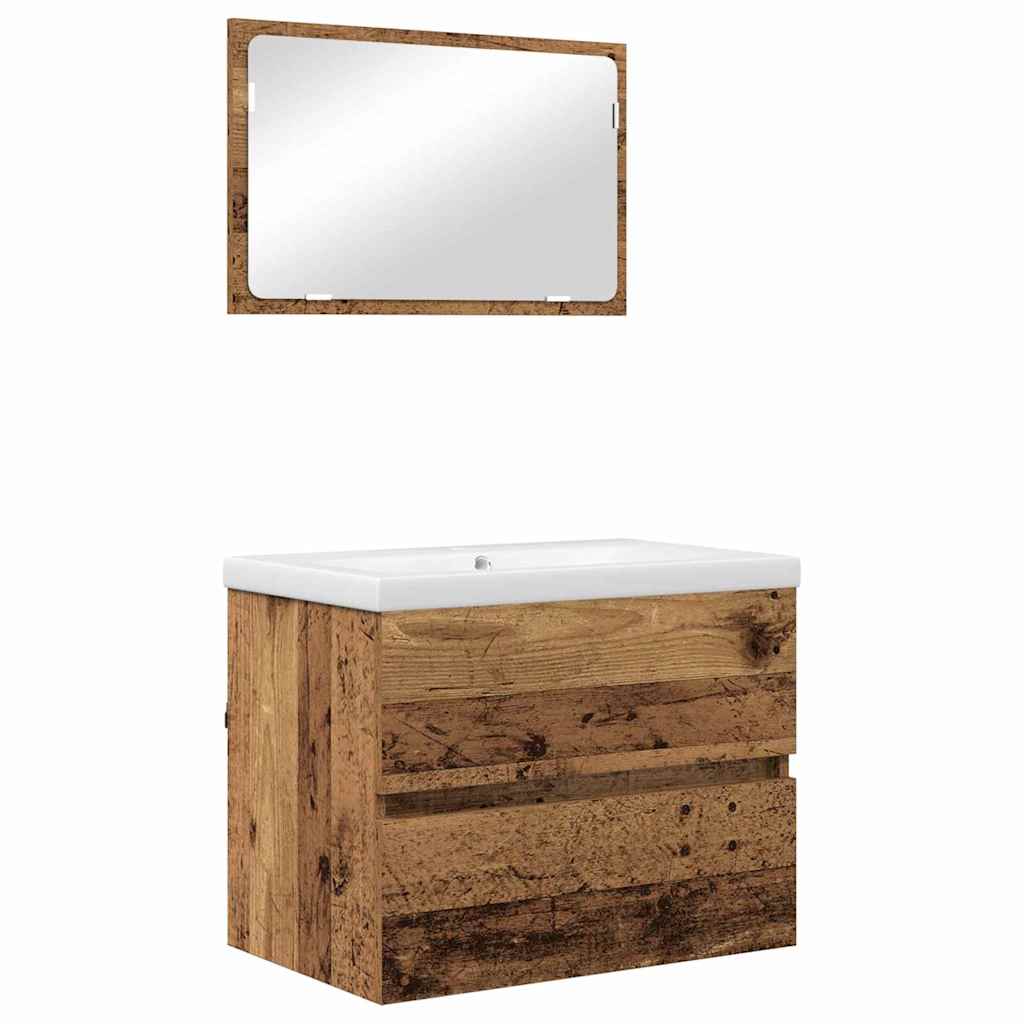 Set de mobilier pentru baie 3 pcs Lemn vechi 60 x 38.5 x 45 cm GartenMobel Dekor