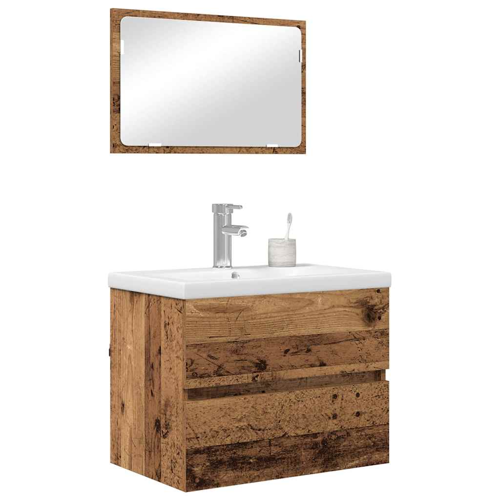 Set de mobilier pentru baie 3 pcs Lemn vechi 60 x 38.5 x 45 cm GartenMobel Dekor