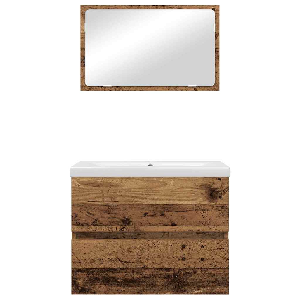 Set de mobilier pentru baie 3 pcs Lemn vechi 60 x 38.5 x 45 cm GartenMobel Dekor