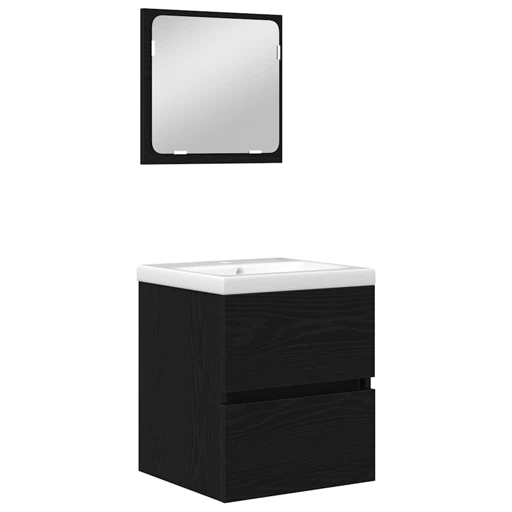Set de mobilier pentru baie 3 pcs Stejar Artisan și Alb Mediu GartenMobel Dekor