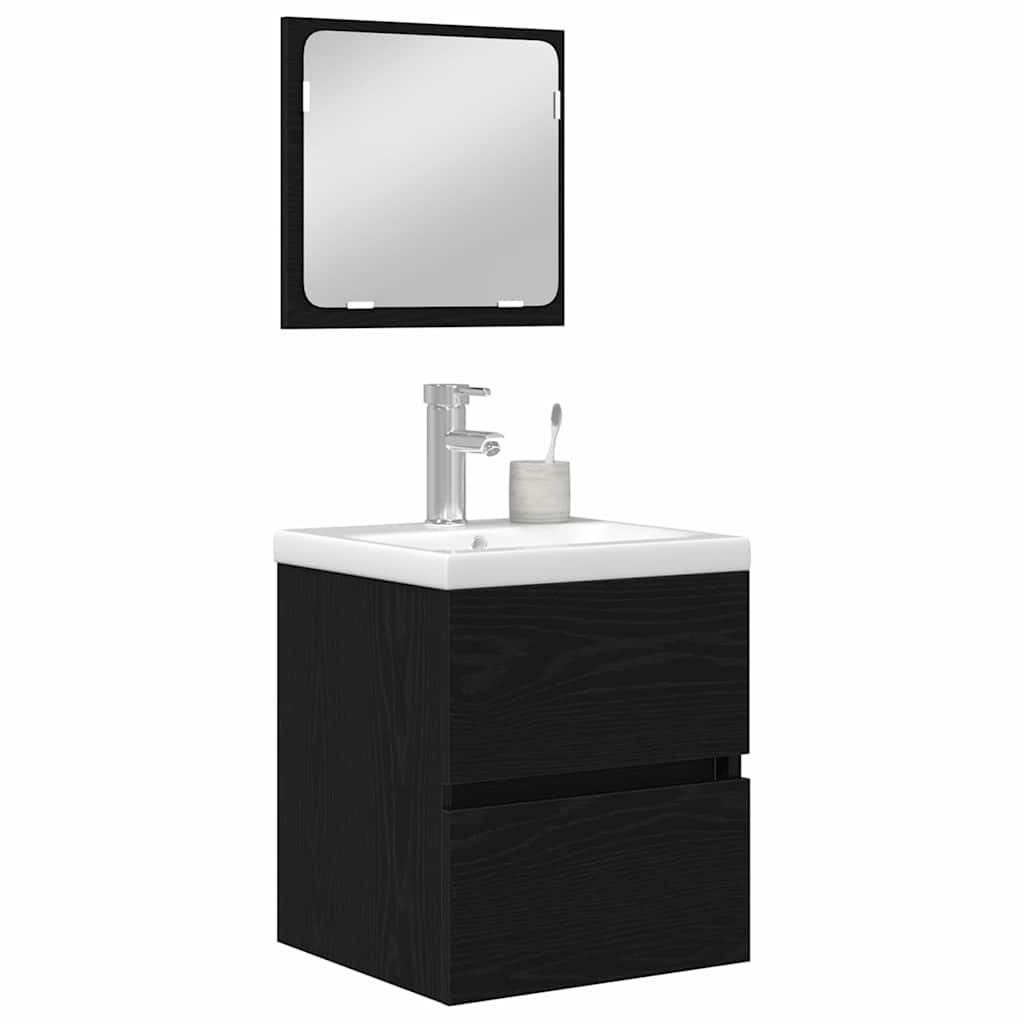 Set de mobilier pentru baie 3 pcs Stejar Artisan și Alb Mediu GartenMobel Dekor