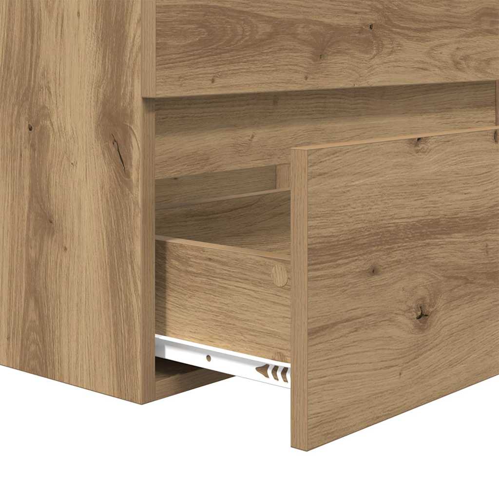 Set de mobilier pentru baie 3 pcs Stejar negru și alb Standard GartenMobel Dekor