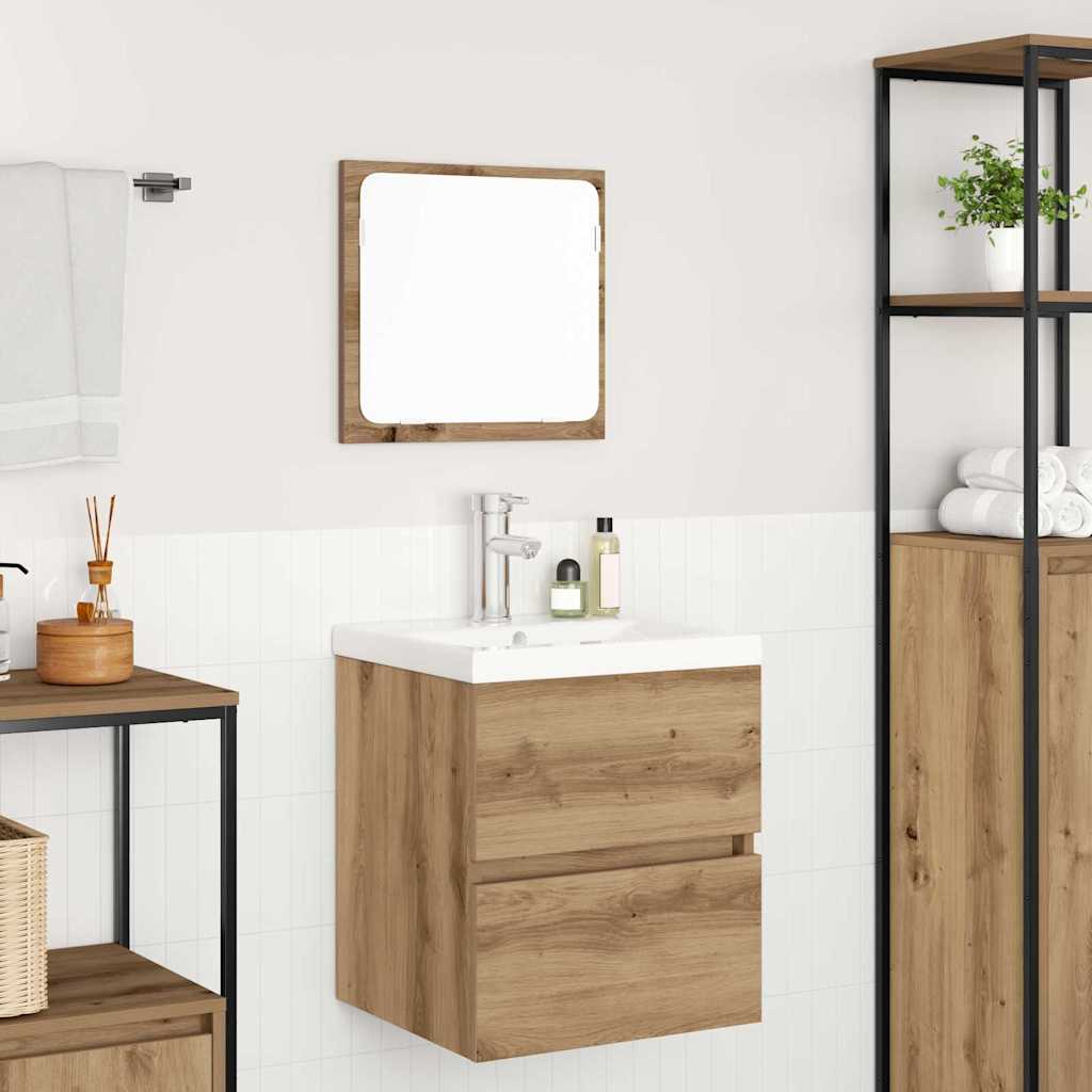 Set de mobilier pentru baie 3 pcs Stejar negru și alb Standard GartenMobel Dekor