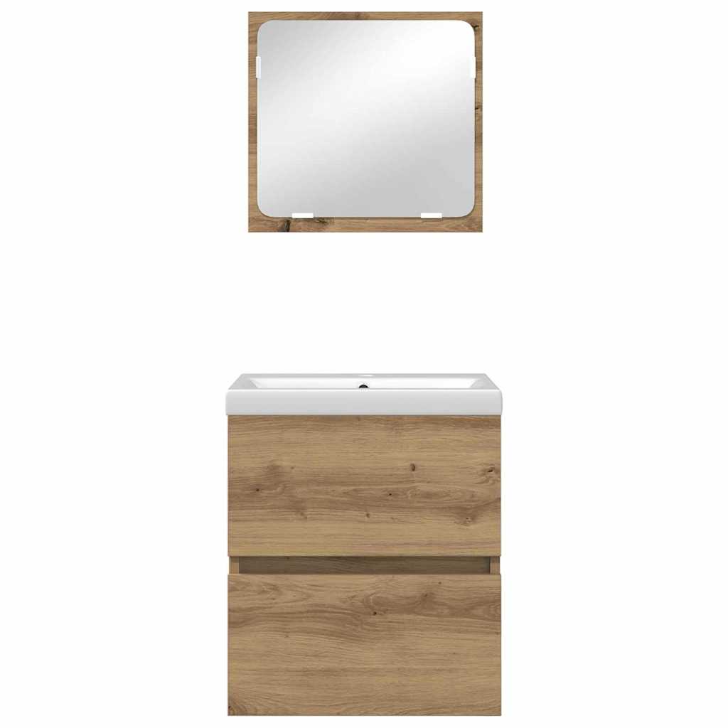 Set de mobilier pentru baie 3 pcs Stejar negru și alb Standard GartenMobel Dekor