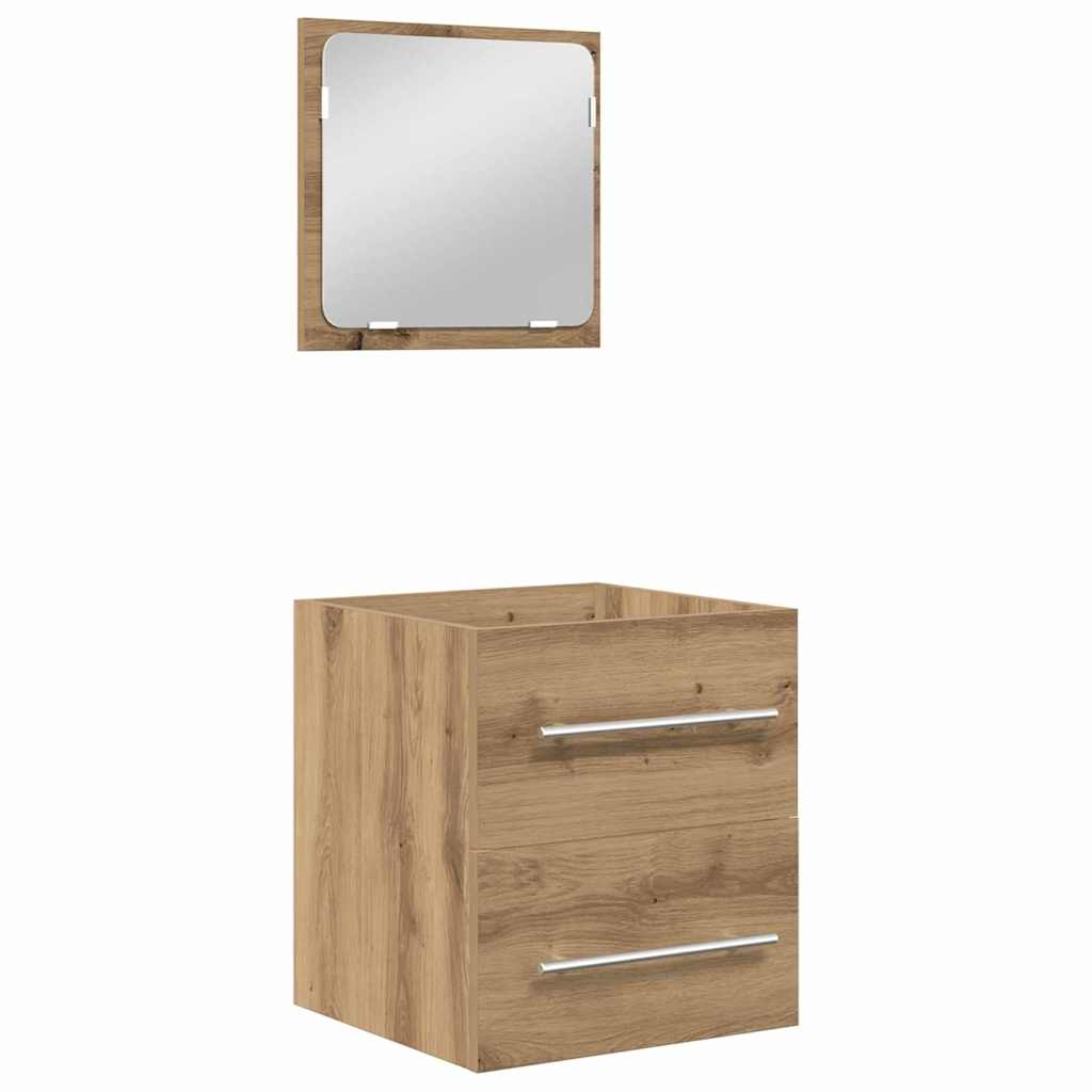 Set de mobilier pentru baie cu sertar 2 pcs Stejar negru GartenMobel Dekor