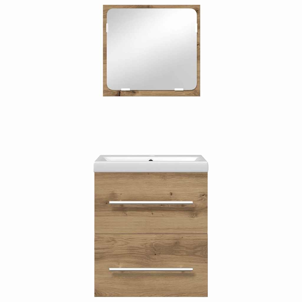 Set de mobilier pentru baie cu sertar 2 pcs Stejar negru GartenMobel Dekor