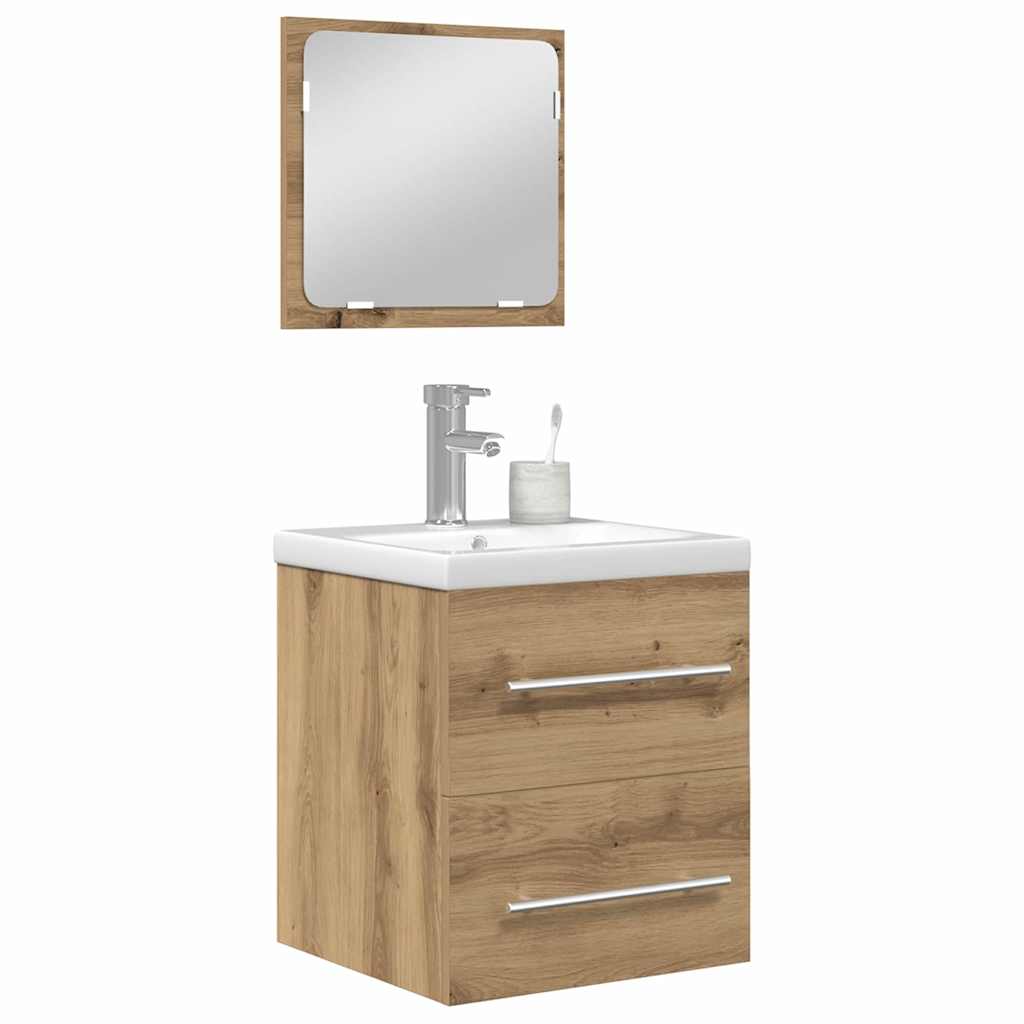 Set de mobilier pentru baie cu sertar 2 pcs Stejar negru GartenMobel Dekor