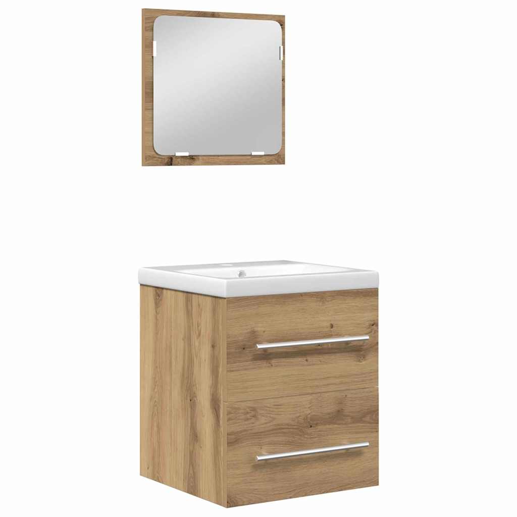 Set de mobilier pentru baie cu sertar 2 pcs Stejar negru GartenMobel Dekor