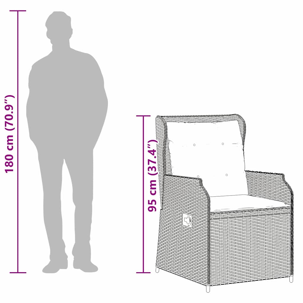 Bancă de grădină cu pernă 2 pcs Maro Rattan poli GartenMobel Dekor