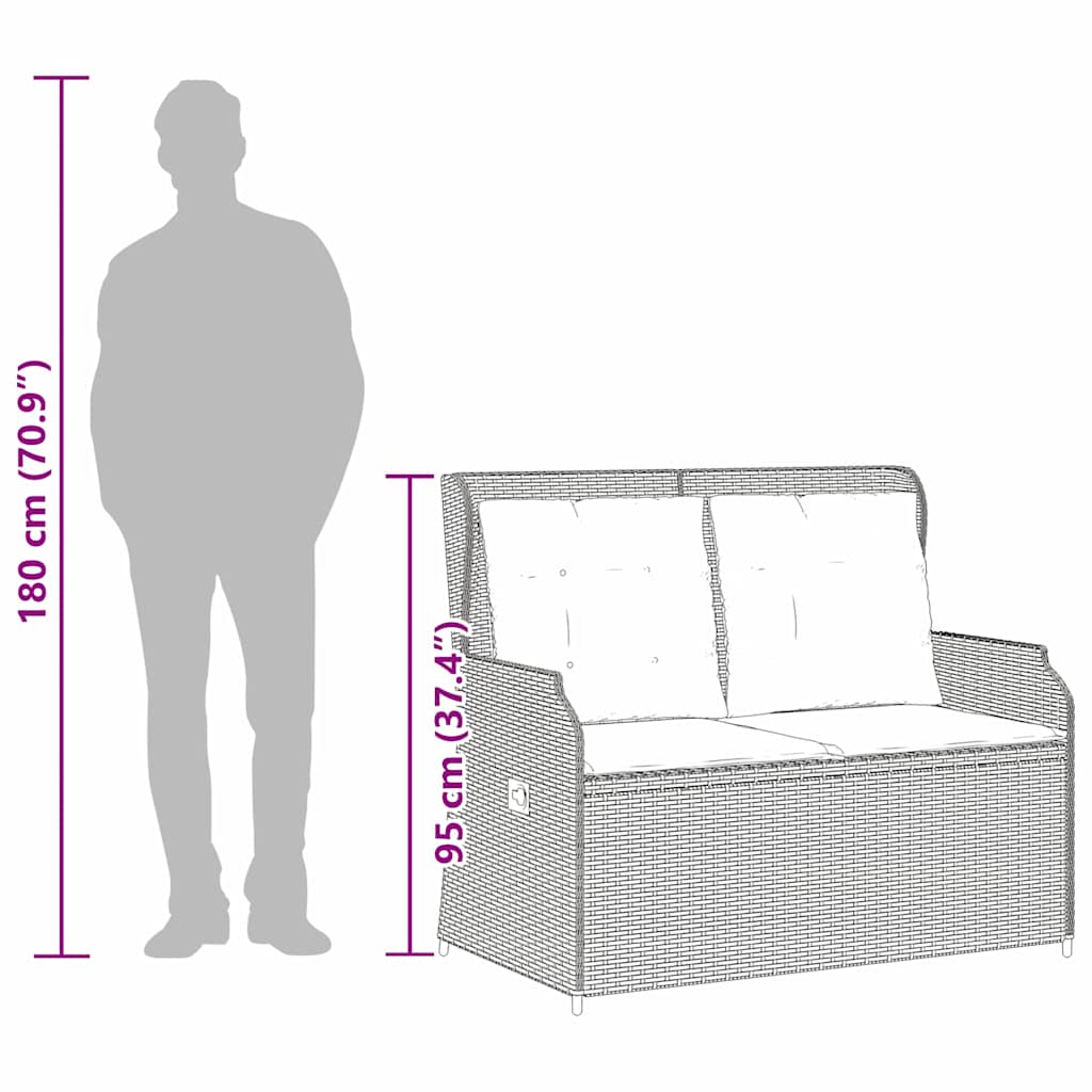 Bancă de grădină cu pernă Bej Rattan poli GartenMobel Dekor