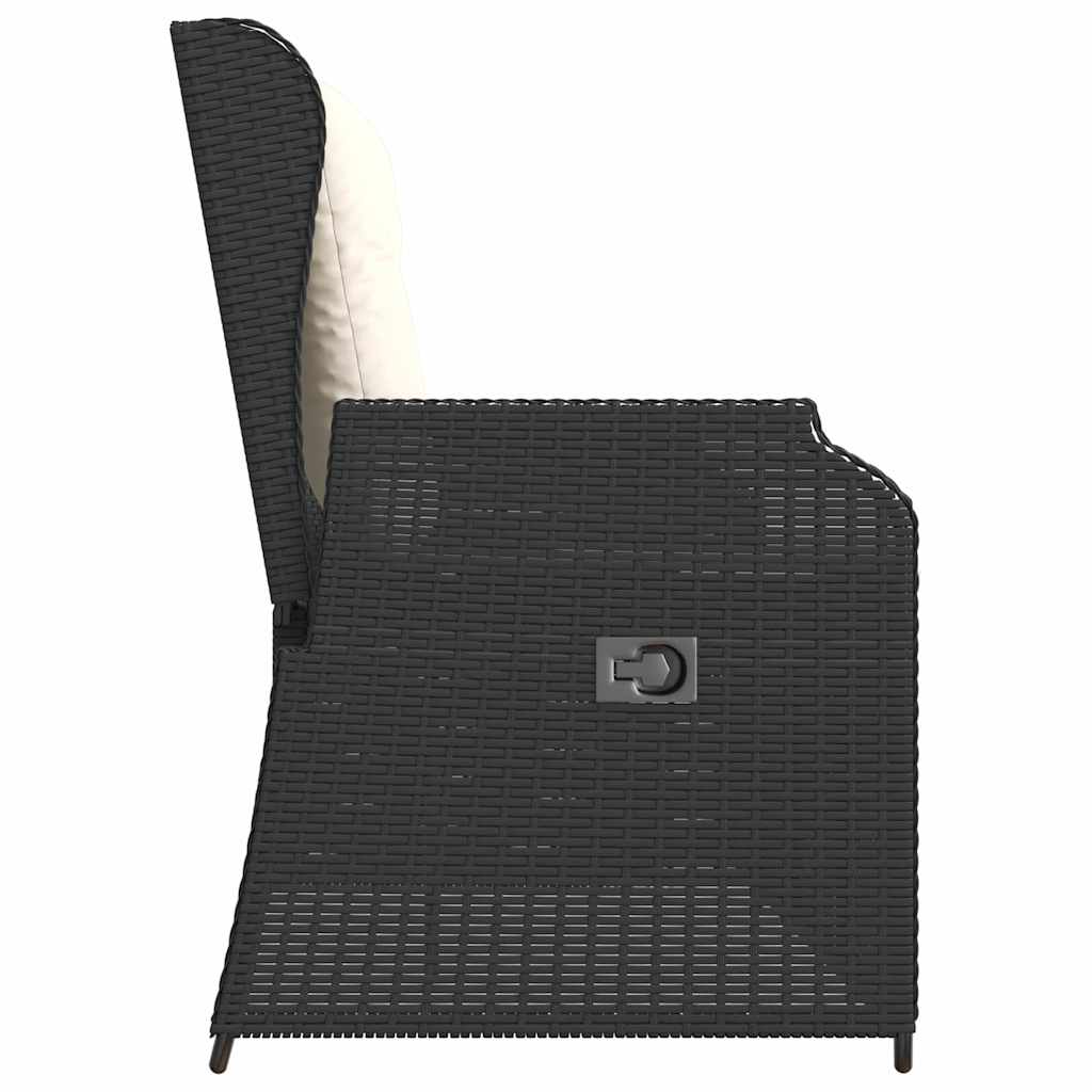 Bancă de grădină cu pernă Negru Rattan poli GartenMobel Dekor