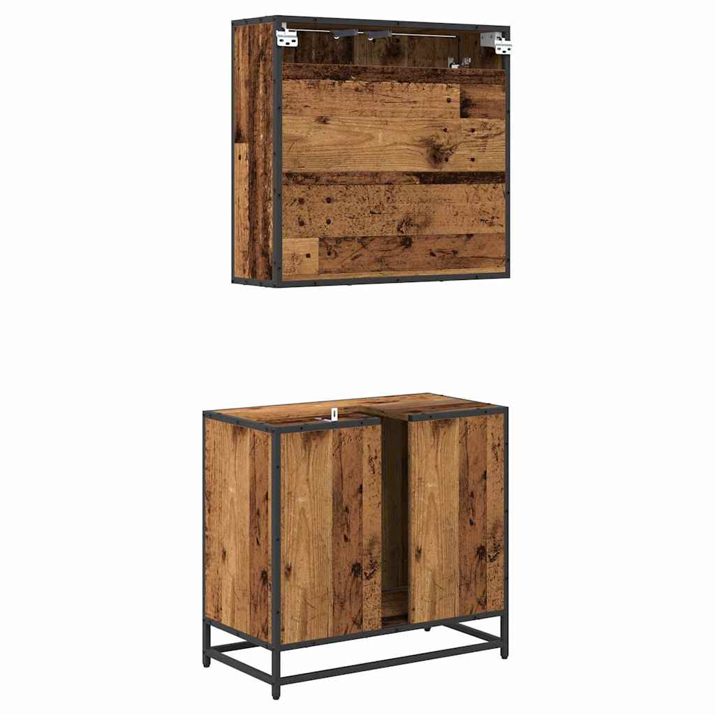 Set de mobilier pentru baie 2 pcs Lemn vechi 65 x 33 x 60 cm GartenMobel Dekor