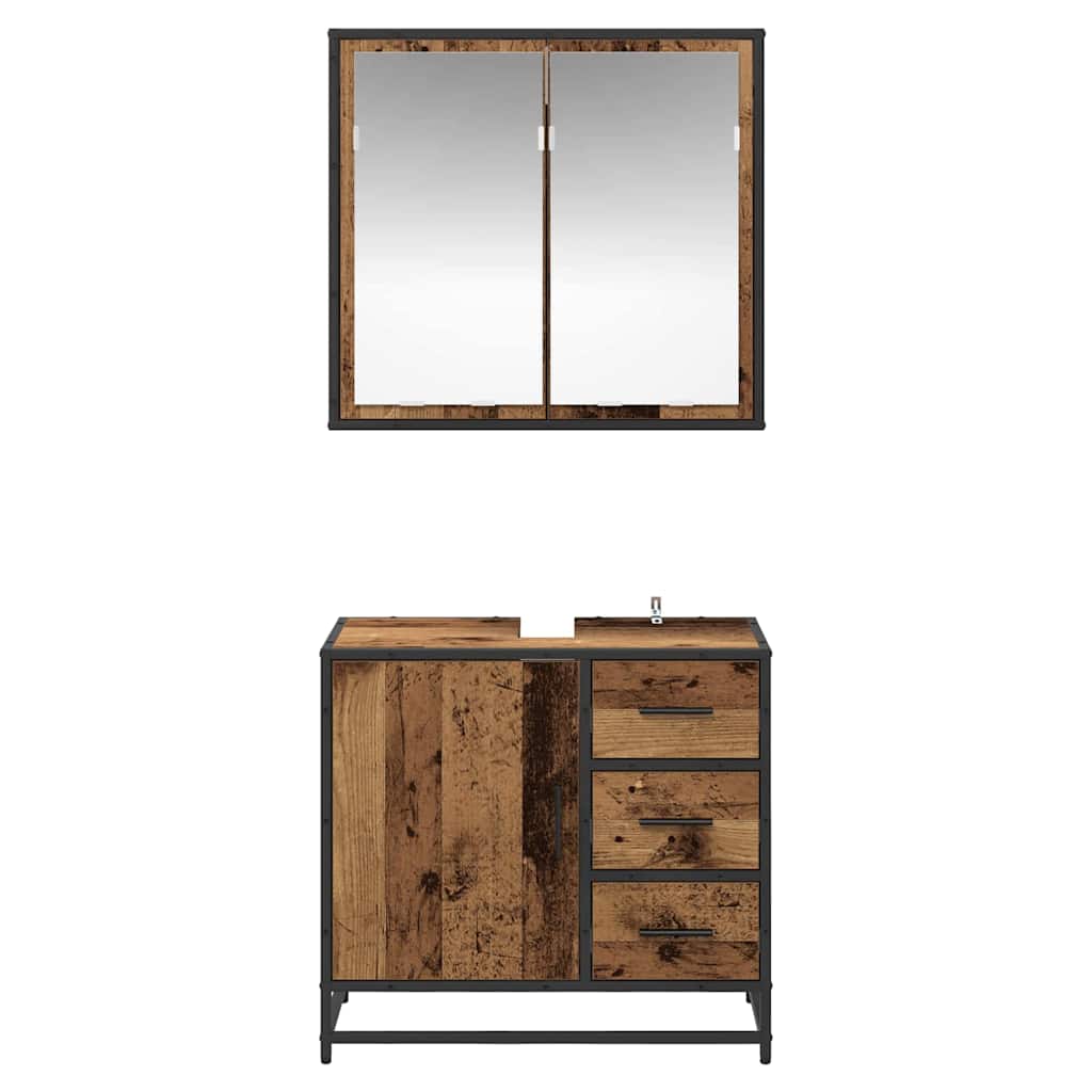 Set de mobilier pentru baie 2 pcs Lemn vechi 65 x 33 x 60 cm GartenMobel Dekor