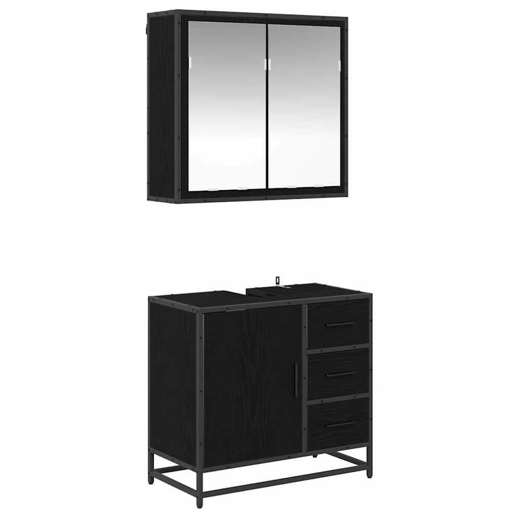 Set de mobilier pentru baie 2 pcs Stejar negru 65 x 33 x 60 cm GartenMobel Dekor