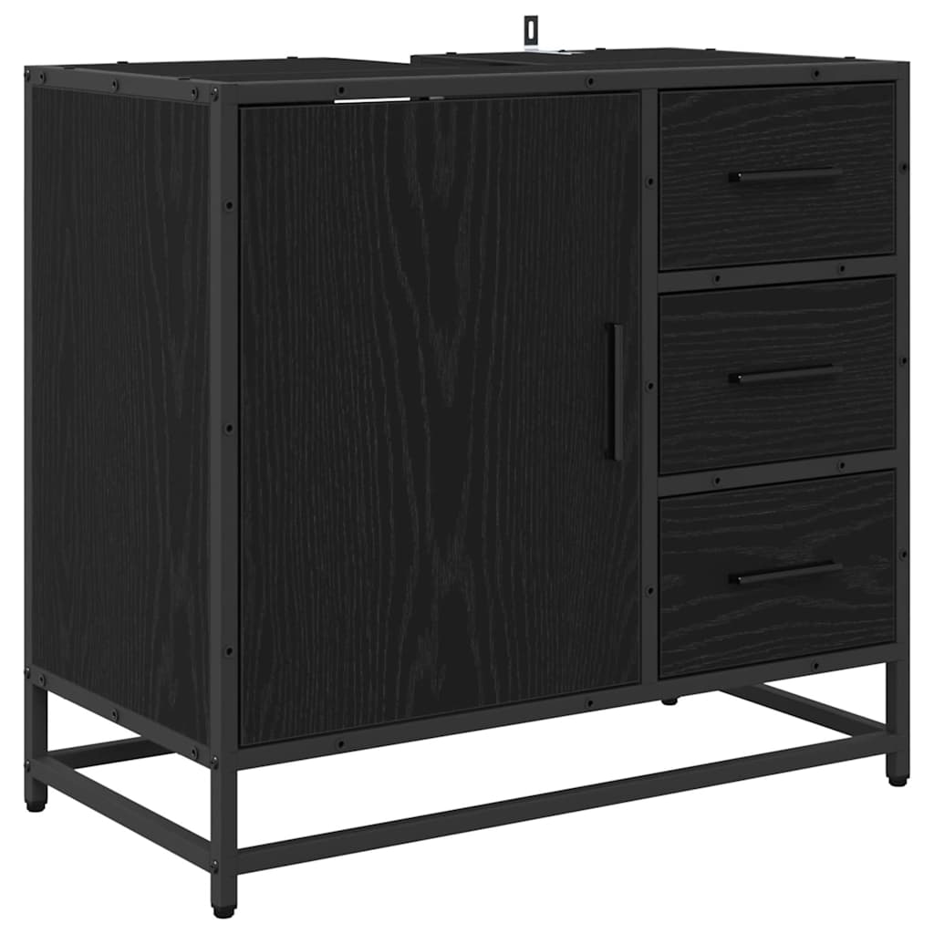 Set de mobilier pentru baie 2 pcs Stejar negru 65 x 33 x 60 cm GartenMobel Dekor
