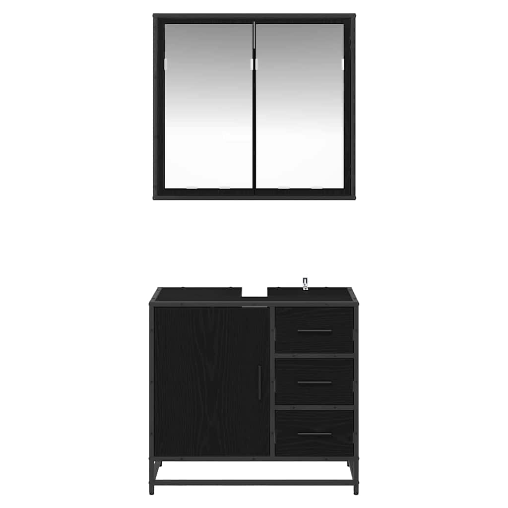 Set de mobilier pentru baie 2 pcs Stejar negru 65 x 33 x 60 cm GartenMobel Dekor