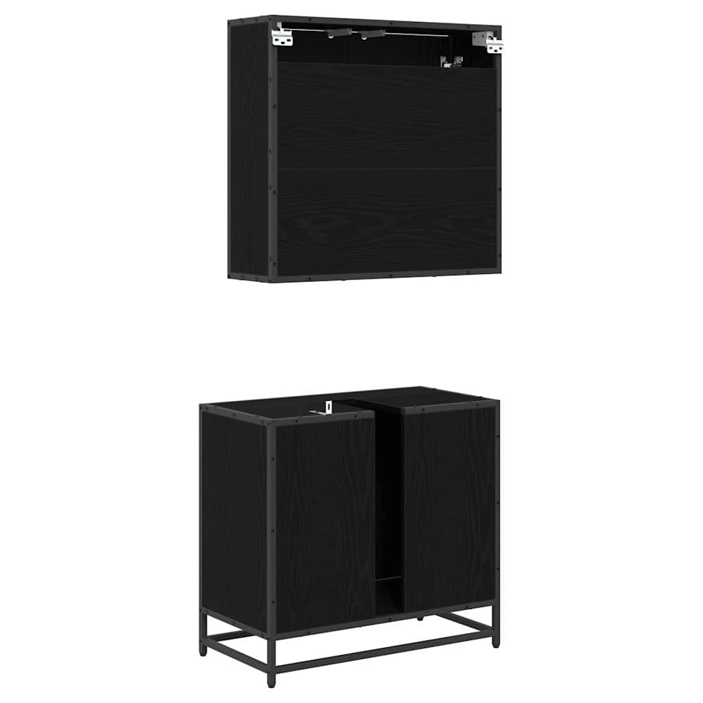 Set de mobilier pentru baie 2 pcs Stejar negru 65 x 33 x 60 cm GartenMobel Dekor