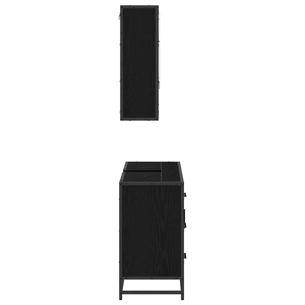 Set de mobilier pentru baie 2 pcs Stejar negru 80 x 33 x 60 cm GartenMobel Dekor