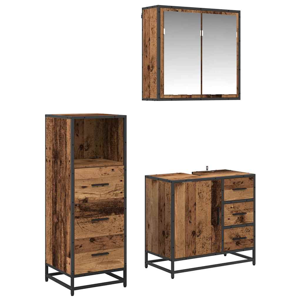 Set de mobilier pentru baie 3 pcs Lemn vechi 35 x 37.5 x 100 cm GartenMobel Dekor