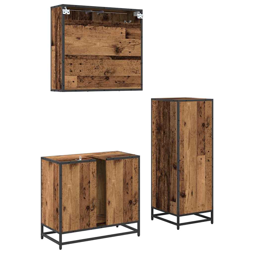 Set de mobilier pentru baie 3 pcs Lemn vechi 35 x 37.5 x 100 cm GartenMobel Dekor
