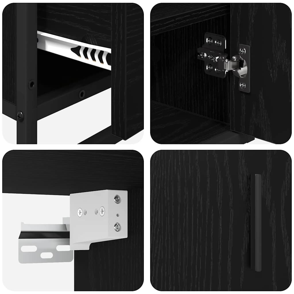 Set de mobilier pentru baie cu sertar cu ușă 3 pcs Stejar negru GartenMobel Dekor