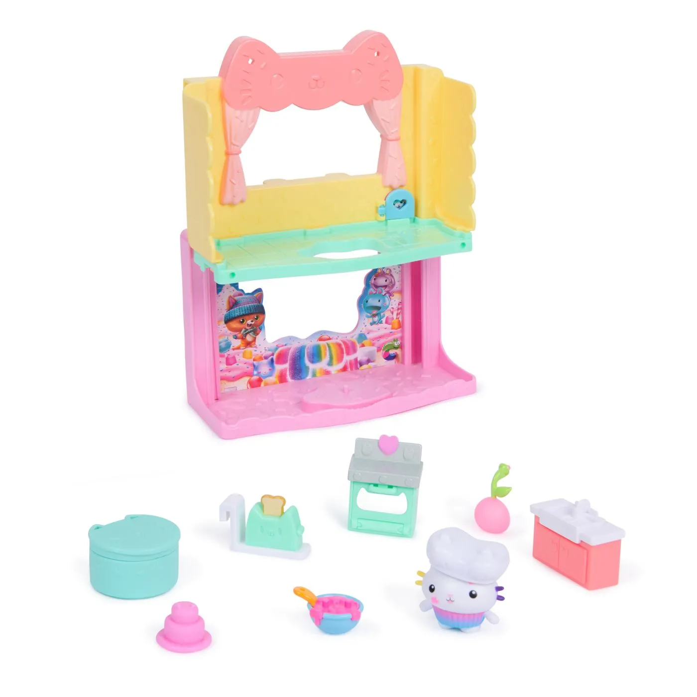 GABBYS DOLLHOUSE FILMUL CAMERE PENTRU CASA DE PAPUSI A LUI GABBY BUCATARIE CU FIGURINE SI ACCESORII SuperHeroes ToysZone