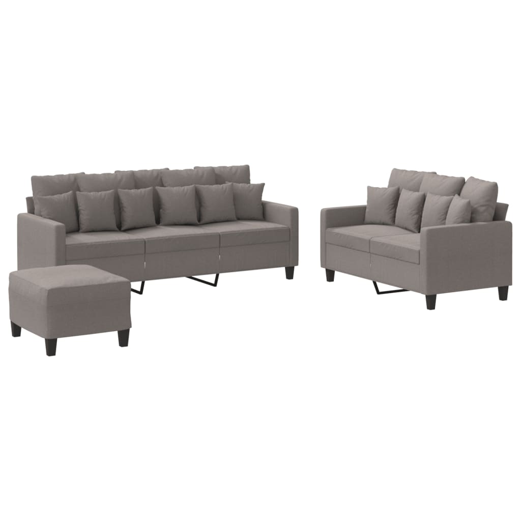 Set de canapea cu perne, 3 piese, gri taupe, material textil GartenMobel Dekor