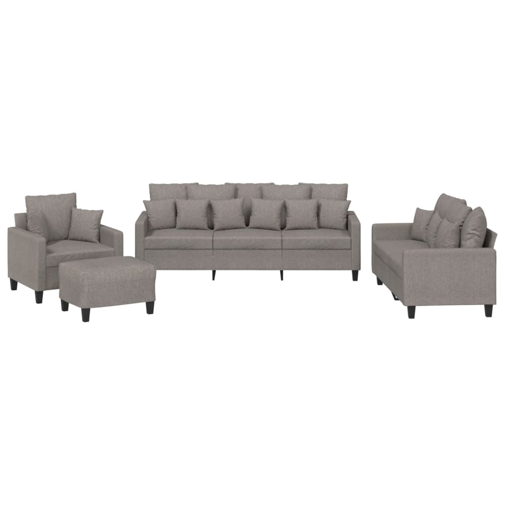 Set de canapele cu perne, 4 piese, gri taupe, textil GartenMobel Dekor