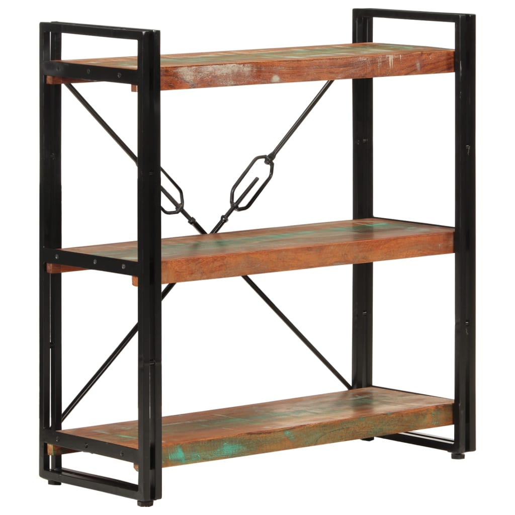 Bibliotecă cu 3 niveluri, 77x30x80 cm, lemn masiv reciclat/fier GartenMobel Dekor