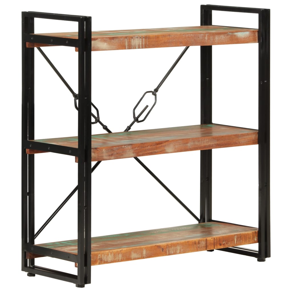 Bibliotecă cu 3 niveluri, 77x30x80 cm, lemn masiv reciclat/fier GartenMobel Dekor