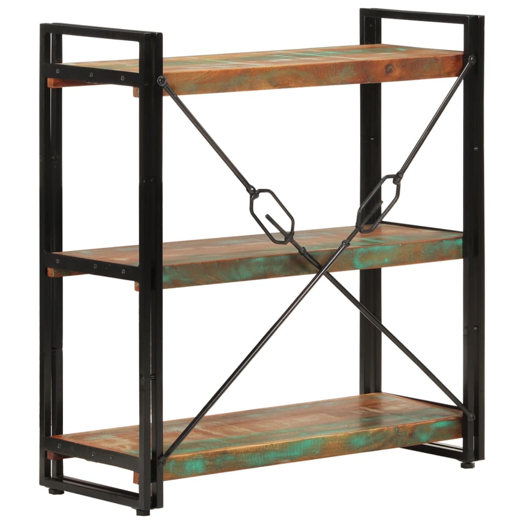 Bibliotecă cu 3 niveluri, 77x30x80 cm, lemn masiv reciclat/fier GartenMobel Dekor
