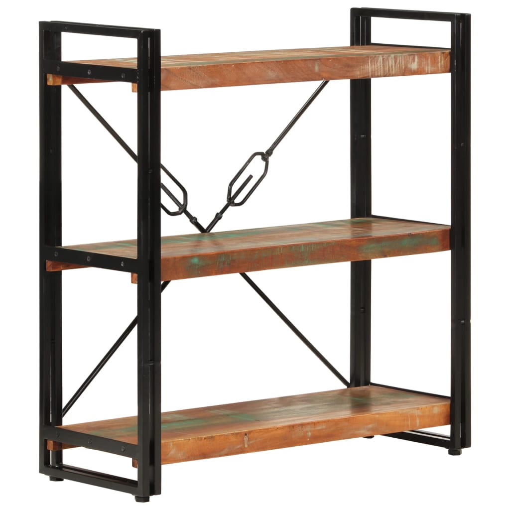 Bibliotecă cu 3 niveluri, 77x30x80 cm, lemn masiv reciclat/fier GartenMobel Dekor