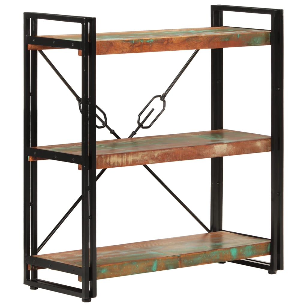 Bibliotecă cu 3 niveluri, 77x30x80 cm, lemn masiv reciclat/fier GartenMobel Dekor