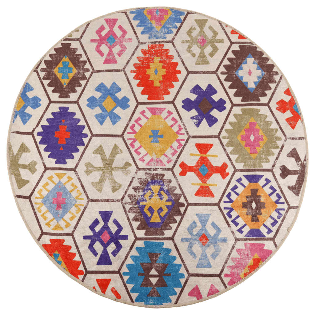 Covor lavabil, multicolor, Ø 120 cm, anti-alunecare GartenMobel Dekor