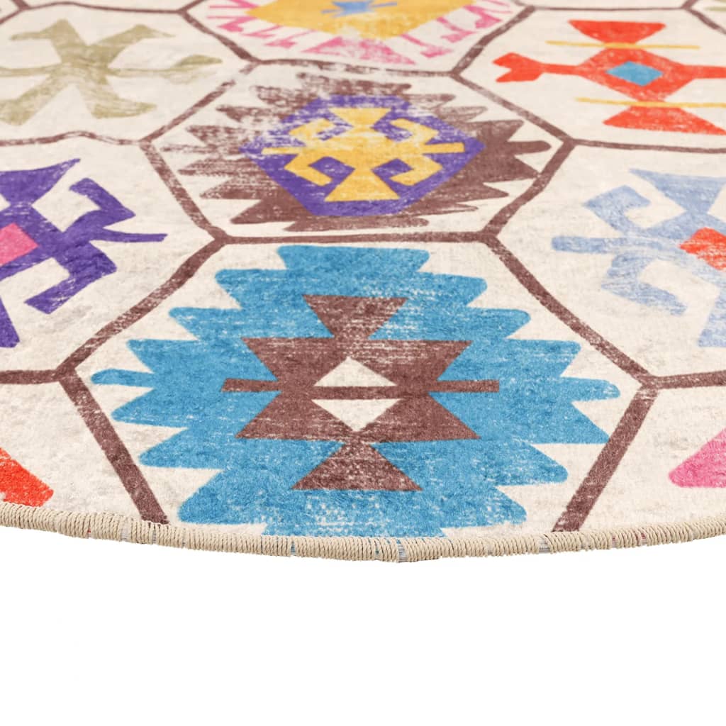 Covor lavabil, multicolor, Ø 120 cm, anti-alunecare GartenMobel Dekor