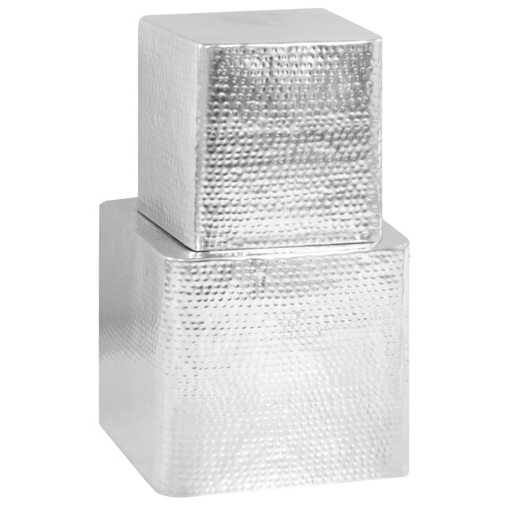 Măsuțe de cafea, 2 buc., argintiu, aluminiu GartenMobel Dekor