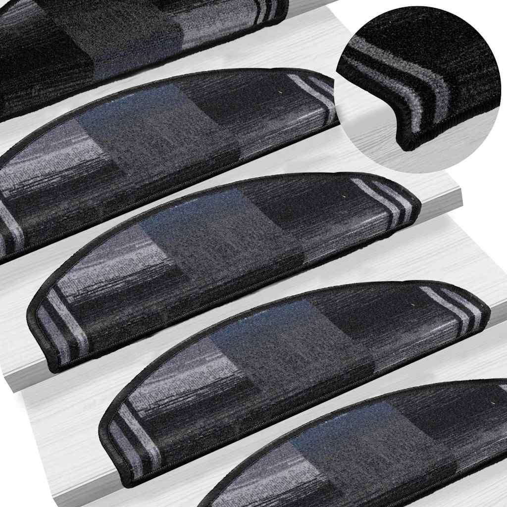 Covorașe scări autoadezive, 15 buc., negru și gri, 65x21x4 cm GartenMobel Dekor