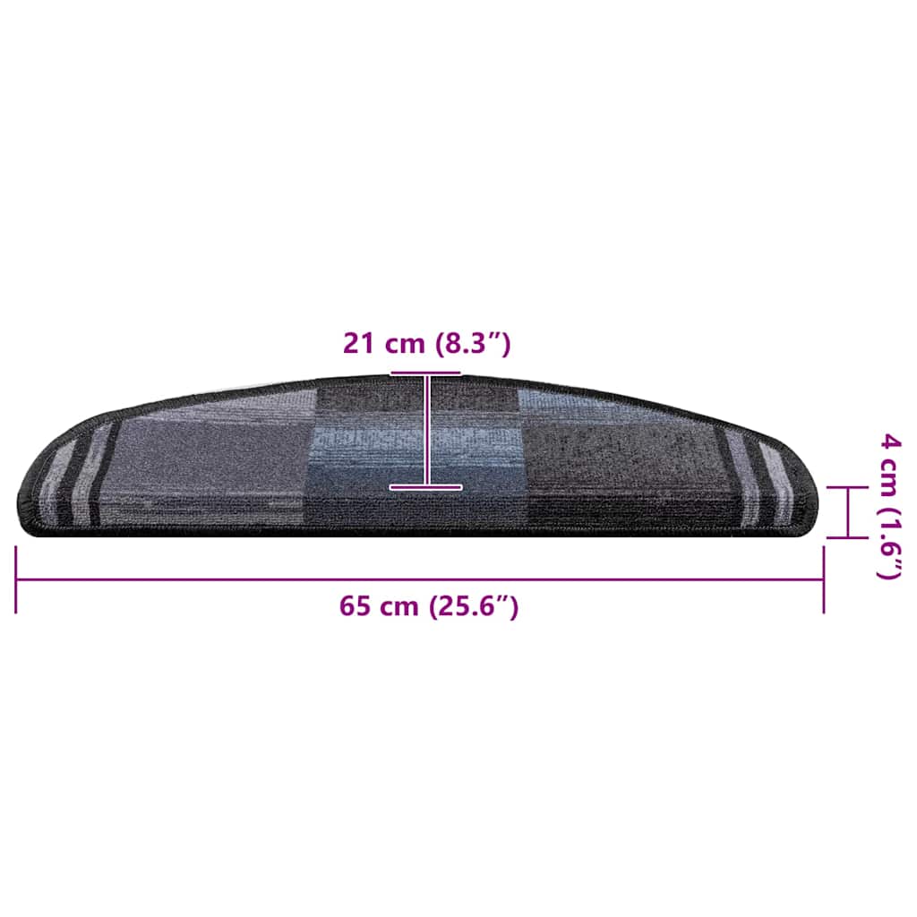 Covorașe scări autoadezive, 15 buc., negru și gri, 65x21x4 cm GartenMobel Dekor