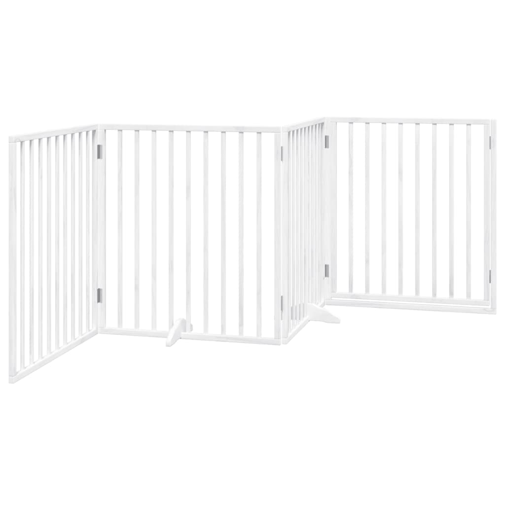 Poartă câini pliabilă cu ușă, 4 panouri, alb, 320 cm, lemn plop GartenMobel Dekor